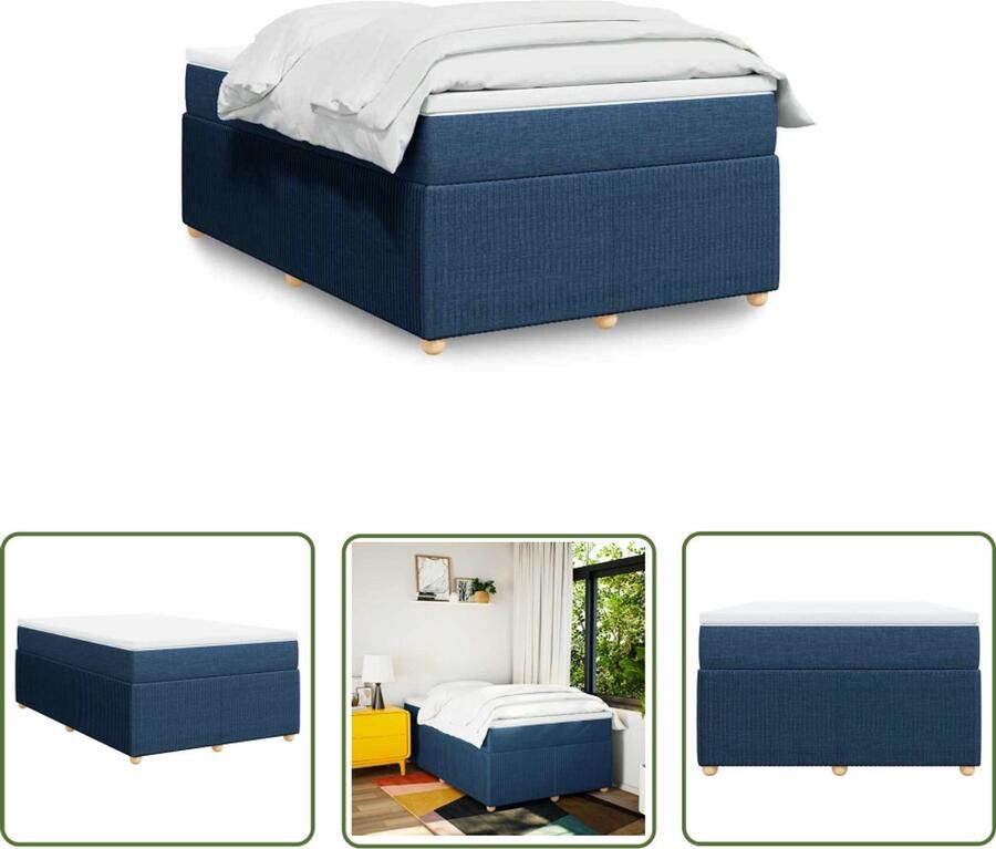 VidaXL Boxspring met matras stof blauw 120x200 cm Boxspring Matras Slaapcomfort Pocketvering Frame