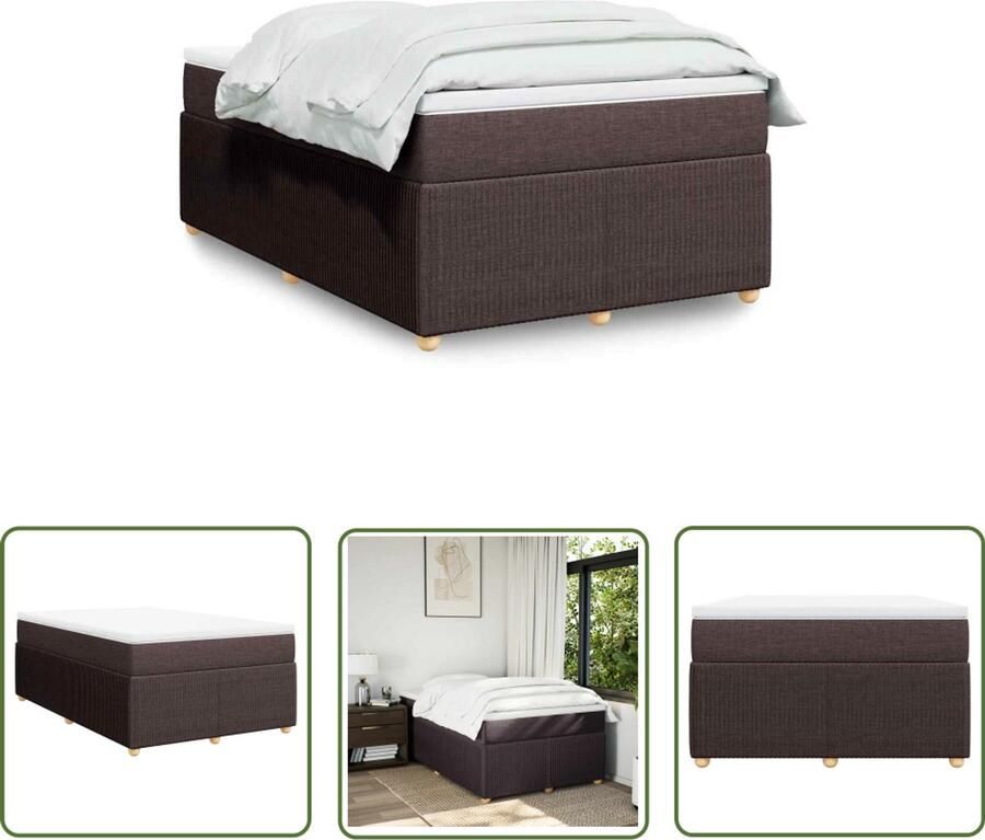 VidaXL Boxspring met matras stof donkerbruin 120x190 cm Boxspring Matras Slaapcomfort Bed Frame Dark Brown