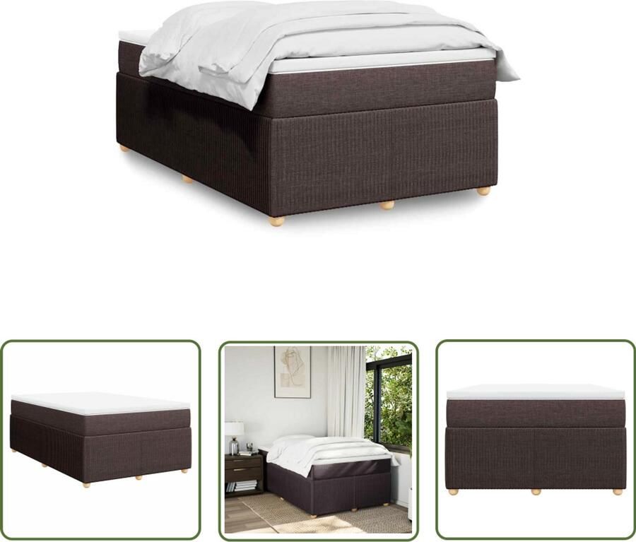 VidaXL Boxspring met matras stof donkerbruin 120x200 cm Boxspring Matras Slaapcomfort Bed Frame Donkere Kleuren