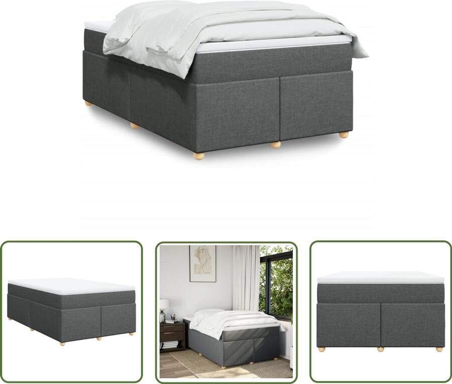 VidaXL Boxspring met matras stof donkergrijs 120x200 cm Boxspring Matras Boxspringbed Slaapcomfort Pocketvering