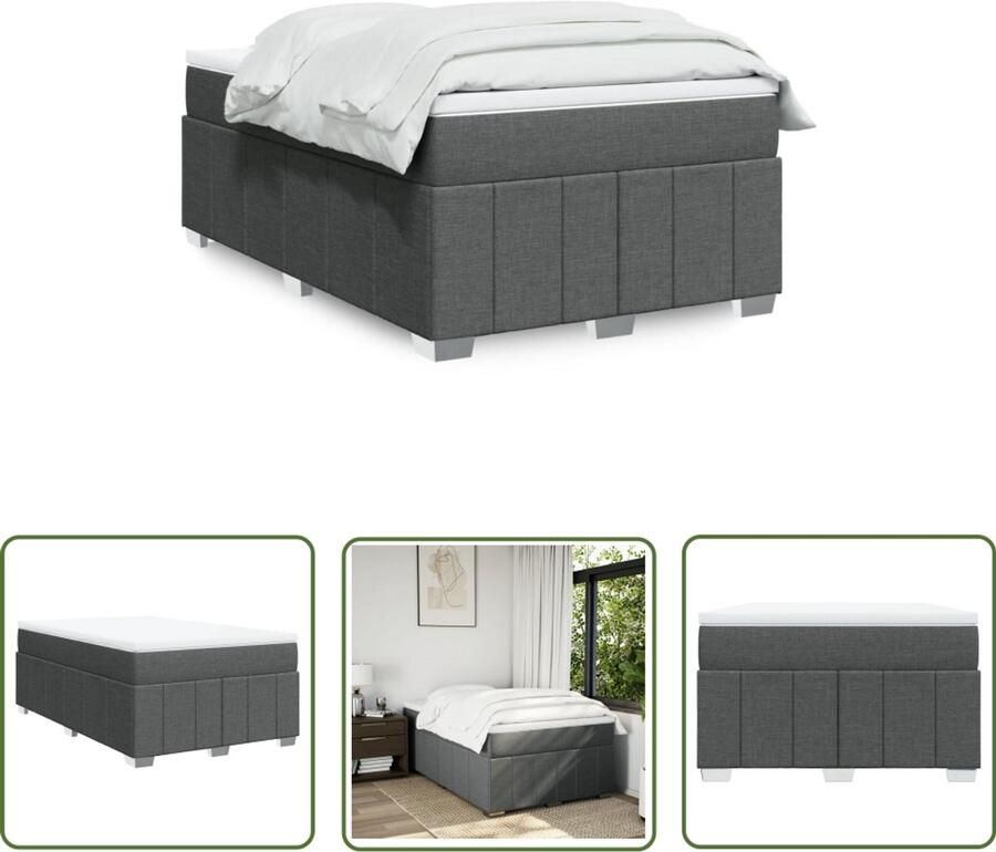 VidaXL Boxspring met matras stof donkergrijs 120x200 cm Boxspring Matras Slaapcomfort Pocketvering Dark Grey