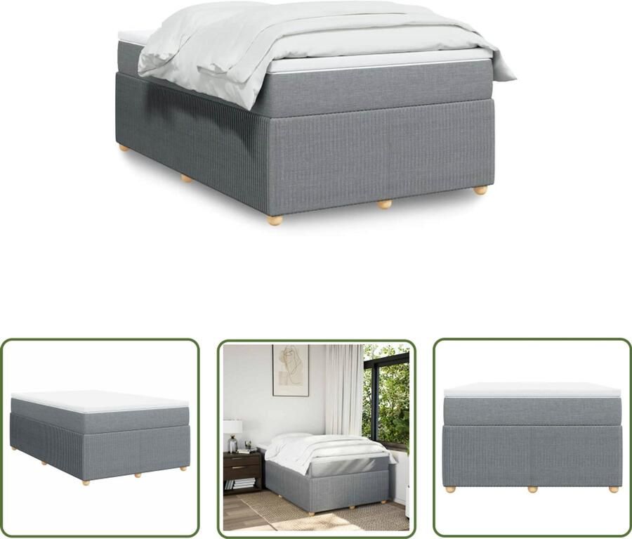 VidaXL Boxspring met matras stof lichtgrijs 120x190 cm Boxspring Matras Boxspringbed Slaapcomfort Pocketvering
