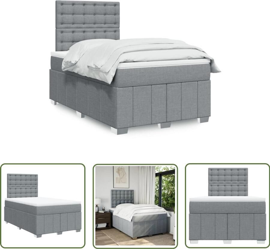 VidaXL Boxspring met matras stof lichtgrijs 120x190 cm Boxspring Matras Slaapcomfort Bed Bedroom Furniture