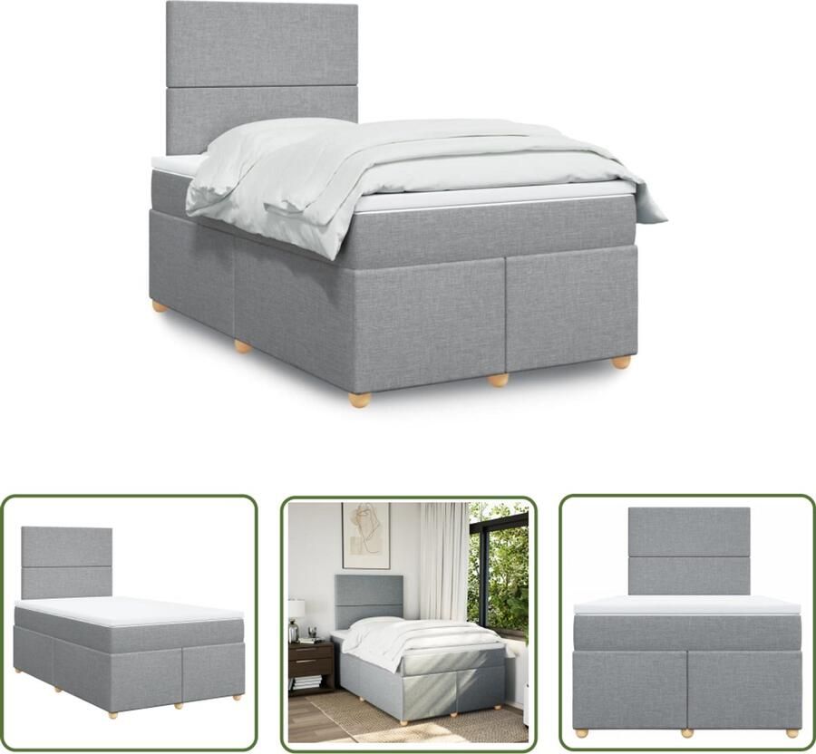 VidaXL Boxspring met matras stof lichtgrijs 120x200 cm Boxspring Matras Bed Frame Slaapkamer Liggen