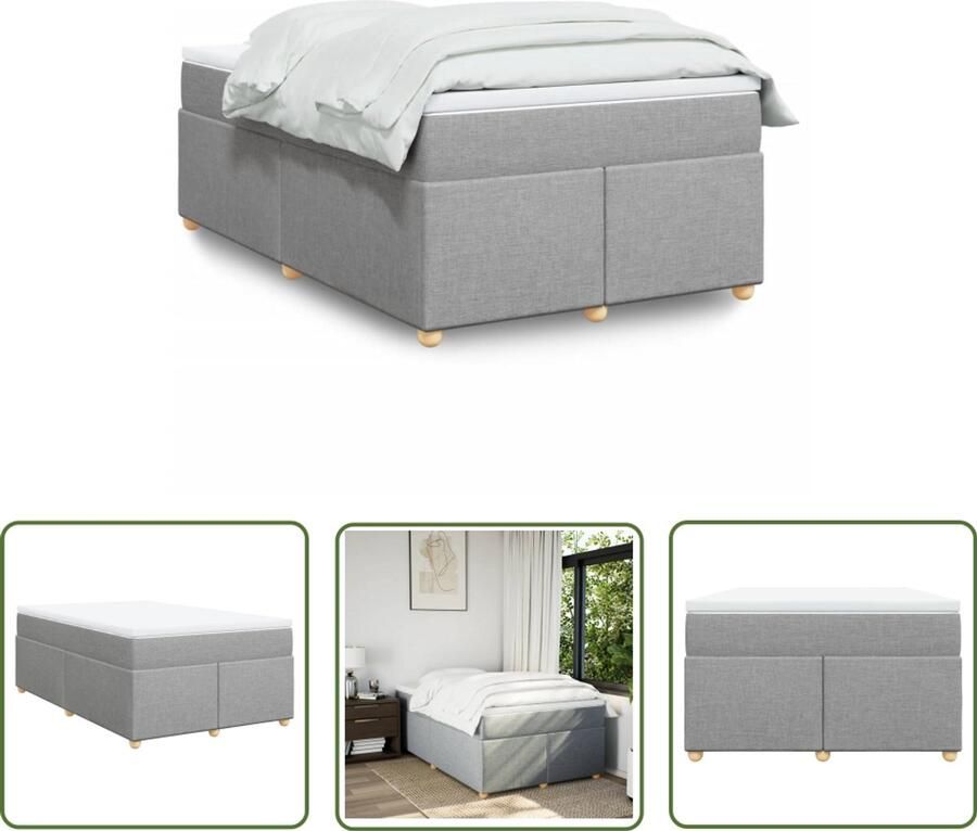 VidaXL Boxspring met matras stof lichtgrijs 120x200 cm Boxspring Matras Slaapcomfort Bed Frame Bedroom Furniture