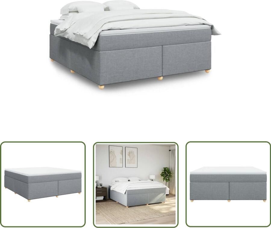 VidaXL Boxspring met matras stof lichtgrijs 180x200 cm Boxspring Matras Bed Frame Boxspringbed Slaapkamer