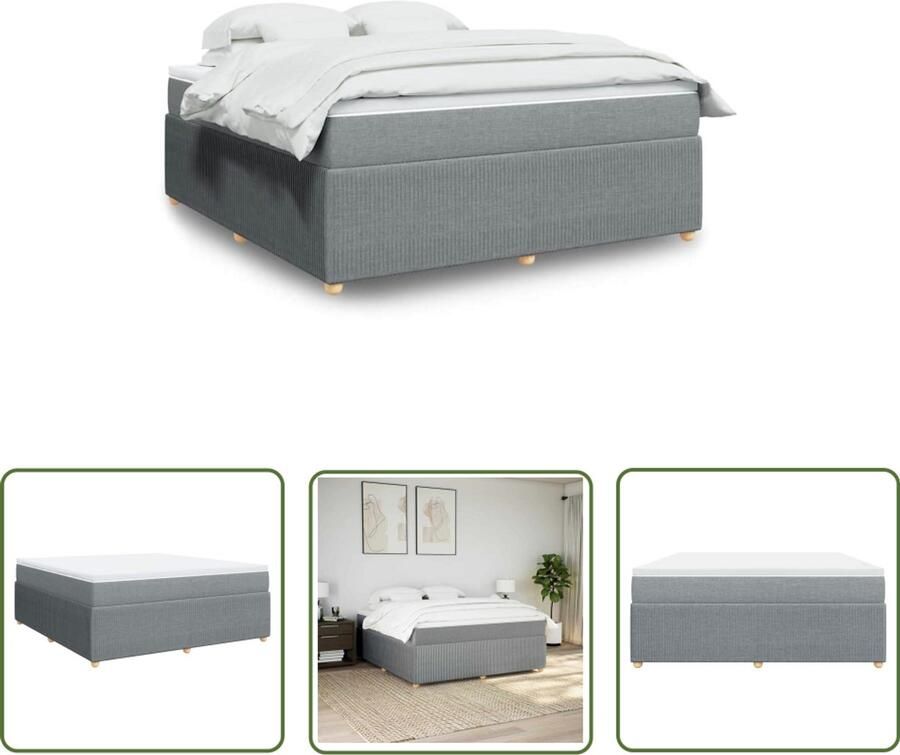 VidaXL Boxspring met matras stof lichtgrijs 180x200 cm Boxspring Matras Bed Frame Slaapkamer Comfortabel Slapen