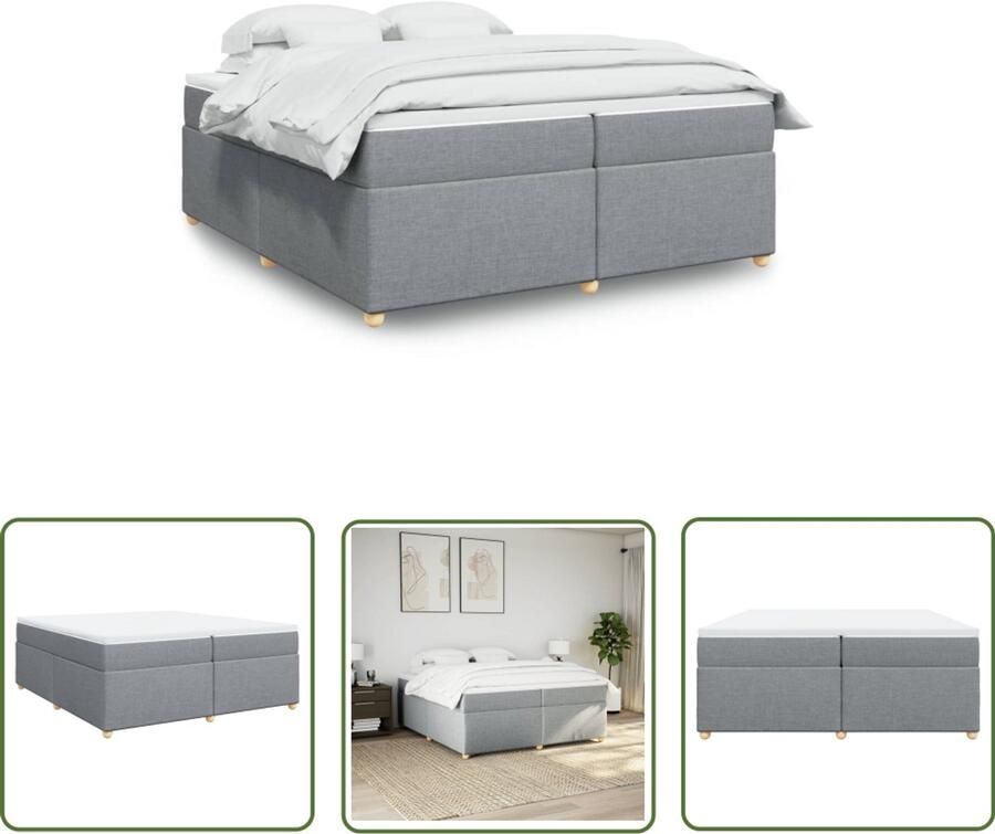 VidaXL Boxspring met matras stof lichtgrijs 200x200 cm Boxspring Matras Slaapcomfort Boxspringbed Bedroom Furniture