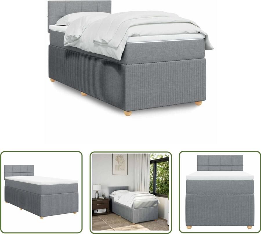 VidaXL Boxspring met matras stof lichtgrijs 80x200 cm Boxspring Matras Slaapcomfort Bedroom Furniture Tweepersoonsbed