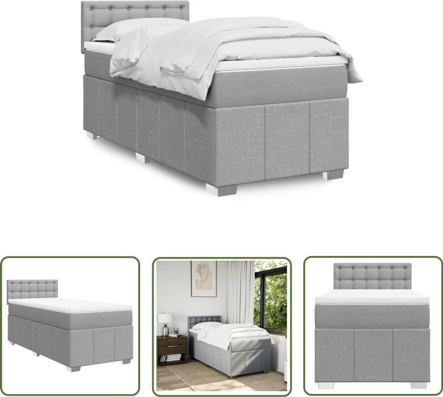 VidaXL Boxspring met matras stof lichtgrijs 90x190 cm Boxspring Matras Bed Frame Slaapkamer Ligvlak