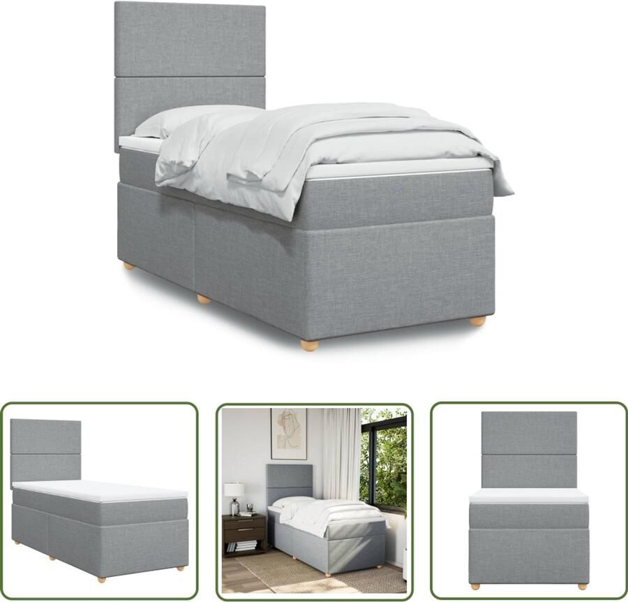 VidaXL Boxspring met matras stof lichtgrijs 90x190 cm Boxspring Matras Slaapcomfort Liggen Bedroom Furniture