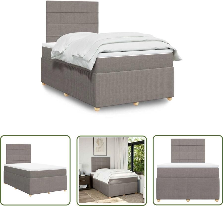 VidaXL Boxspring met matras stof taupe 120x200 cm Boxspring Matras Boxspringbed Slaapcomfort Pocketvering