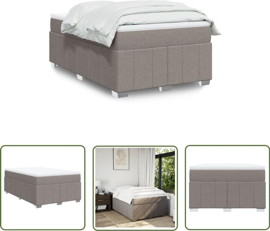VidaXL Boxspring met matras stof taupe 120x200 cm Boxspring Matras Pocketvering Taupe Bed Frame
