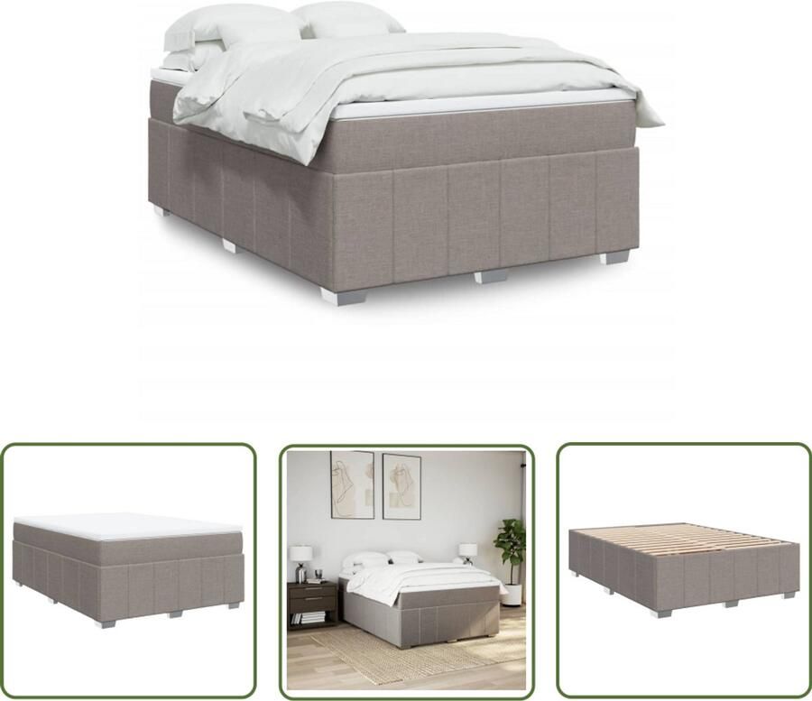 VidaXL Boxspring met matras stof taupe 160x200 cm Boxspring Matras Slaapcomfort Bed Frame Bedroom Furniture