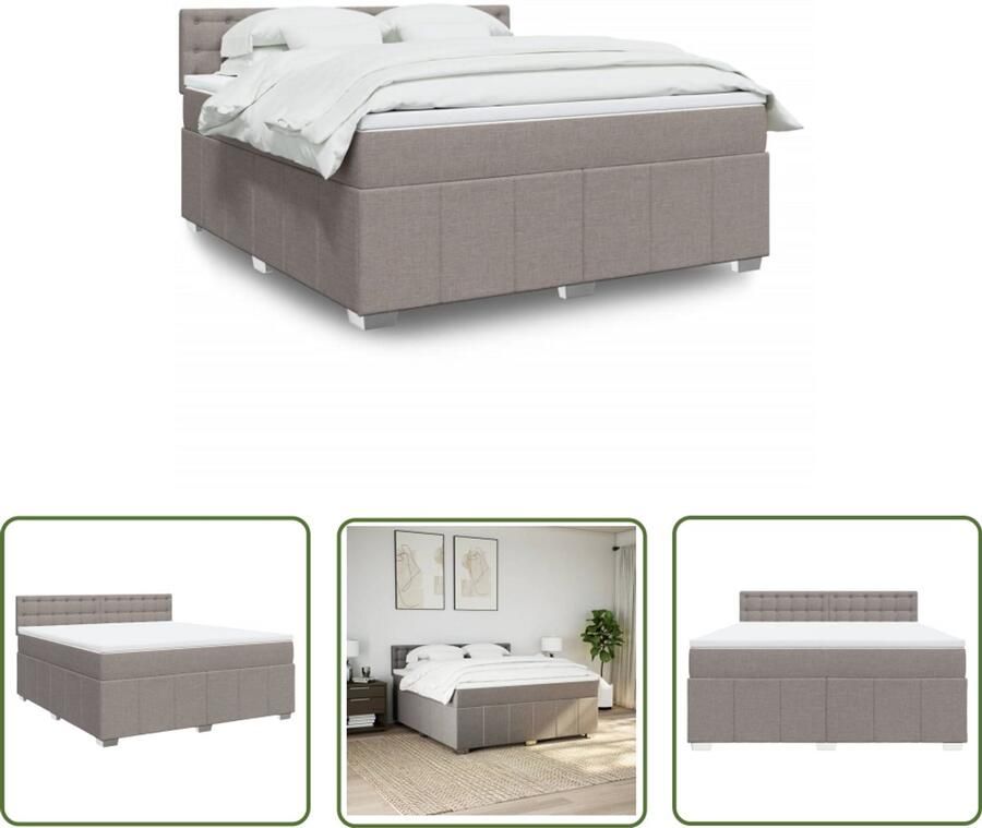 VidaXL Boxspring met matras stof taupe 180x200 cm Boxspring Matras Slaapcomfort Bedroom Furniture Taupecleur