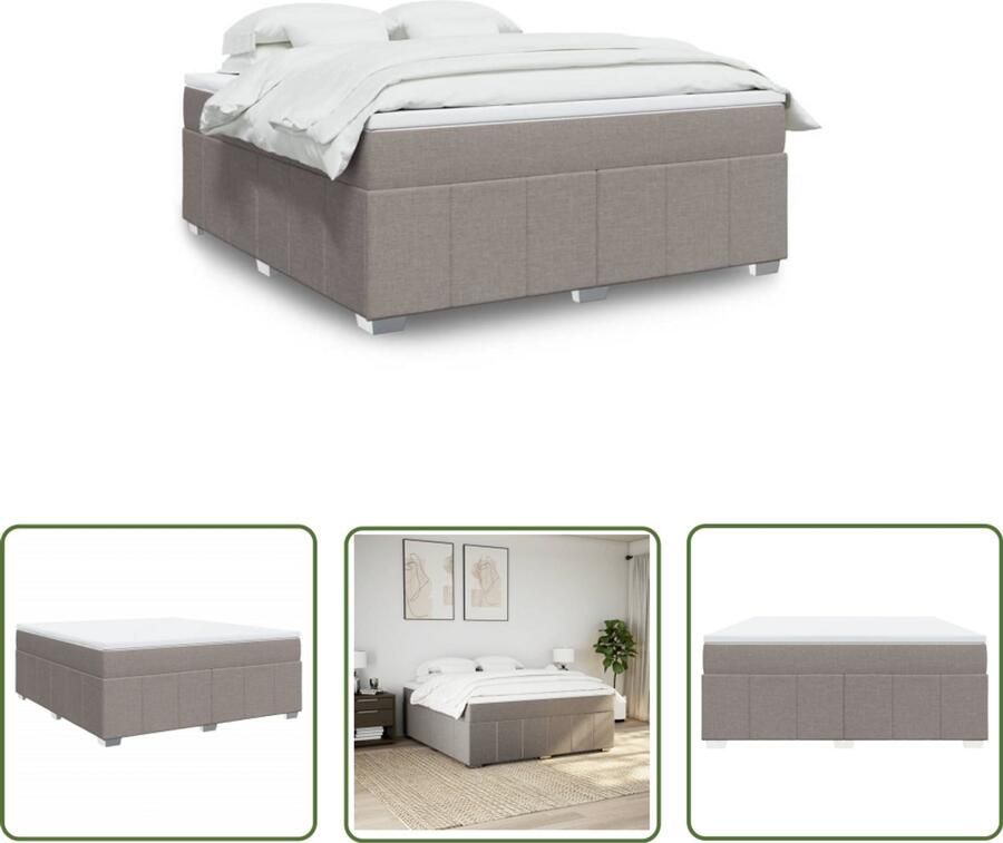 VidaXL Boxspring met matras stof taupe 180x200 cm Boxspring Matras Slaapcomfort Boxspringbed Droomnachtrust