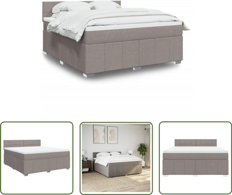 VidaXL Boxspring met matras stof taupe 180x200 cm Boxspring Matras Tapijt Bed Frame Bedroom Furniture