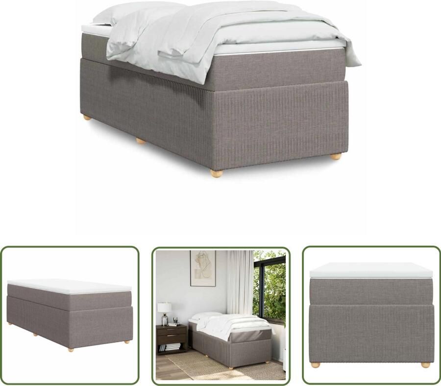 VidaXL Boxspring met matras stof taupe 90x190 cm Boxspring Matras Slaapcomfort Pocketvering Taupecleur