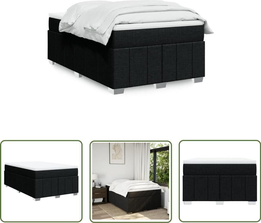 VidaXL Boxspring met matras stof zwart 120x190 cm Boxspring Matras Bed Frame Boxspring Bed Tweepersoonsbed