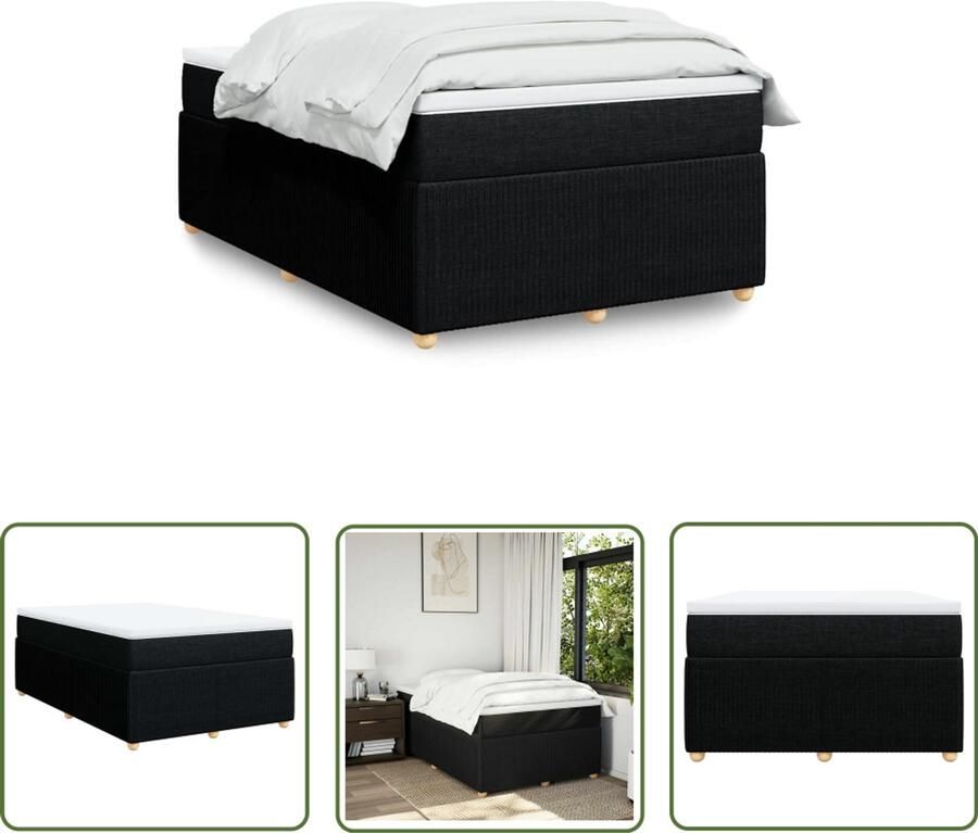 VidaXL Boxspring met matras stof zwart 120x190 cm Boxspring Matras Bed Frame Slaapkamer Zwarte Boxspring