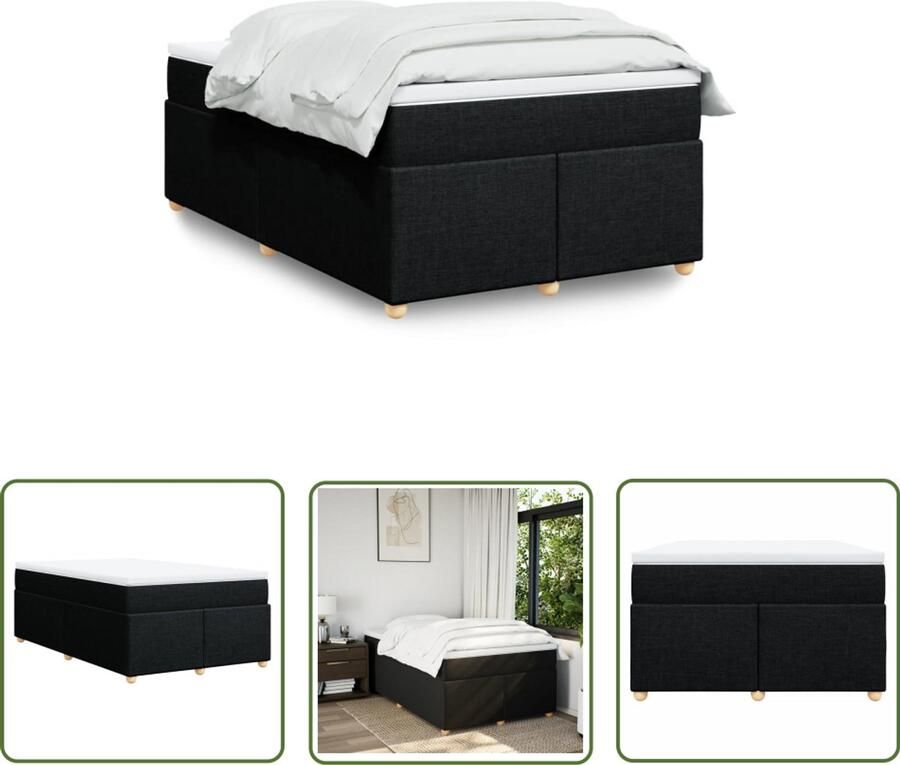 VidaXL Boxspring met matras stof zwart 120x190 cm Boxspring Matras Slaapcomfort Bed Frame Pocketvering