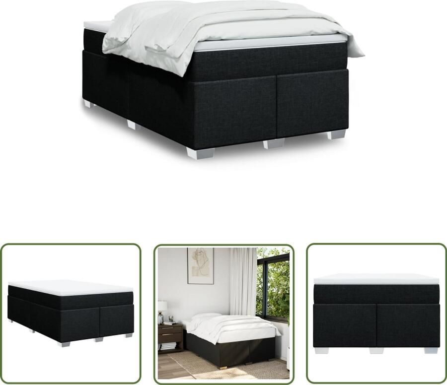 VidaXL Boxspring met matras stof zwart 120x200 cm Boxspring Matras Bed Frame Slaapcomfort Pocketvering