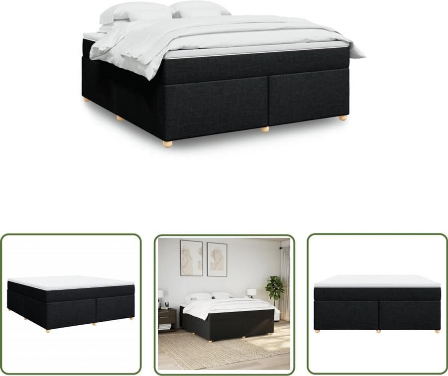 VidaXL Boxspring met matras stof zwart 180x200 cm Boxspring Matras Pocketvering Slaapcomfort Zwart