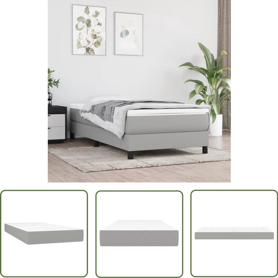 The Living Store Pocketveringmatras 120x190x20 cm stof lichtgrijs Pocketveringmatras Matras Pocketveren Schuimmatras Tweepersoonsmatras