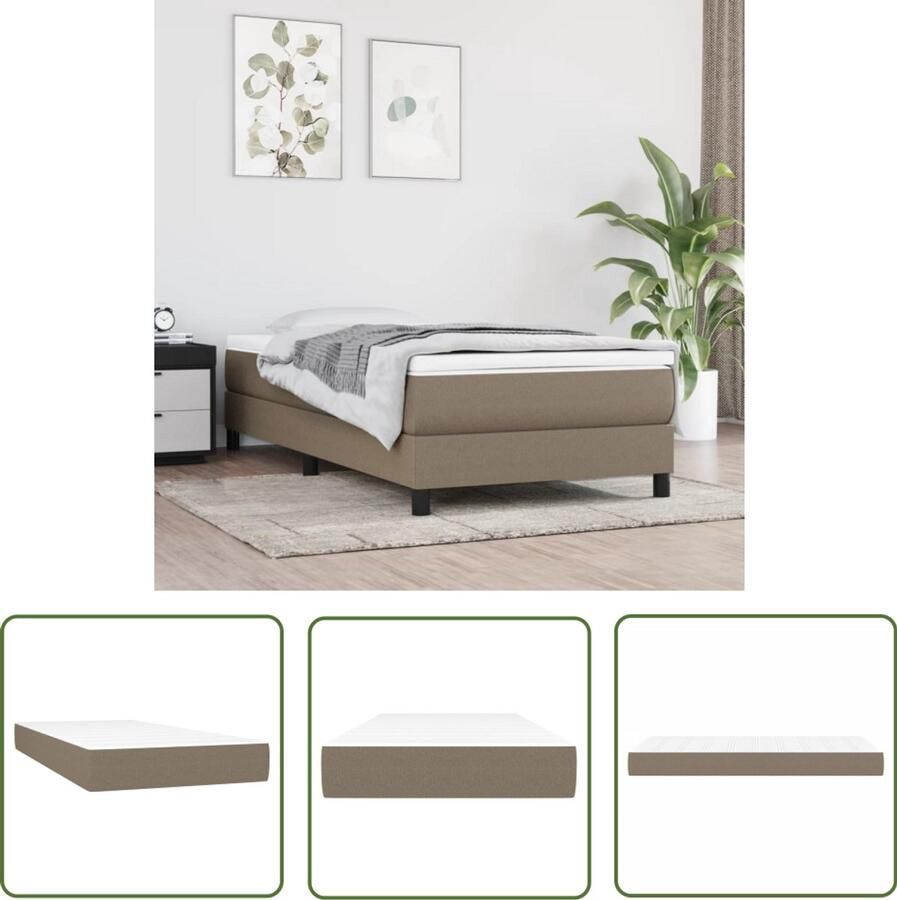 The Living Store Pocketveringmatras 120x190x20 cm stof taupe Pocketveringmatras Pocketveringmatrassen Matras Pocketvering Matras