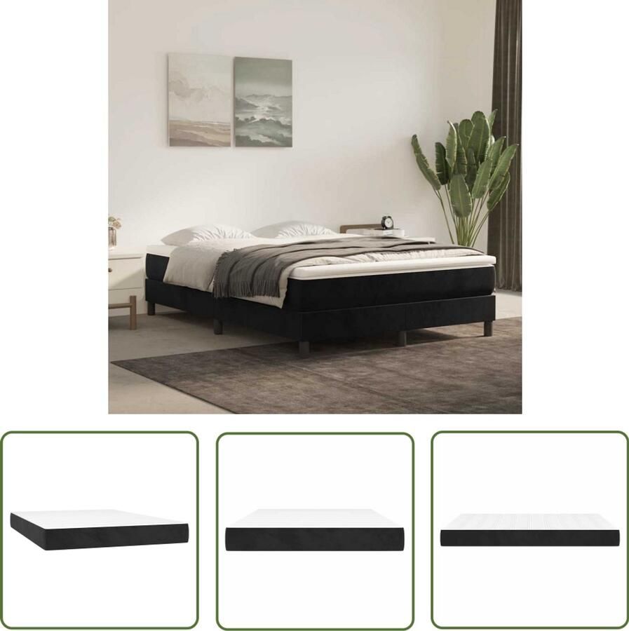 The Living Store Pocketveringmatras 120x210x20 cm fluweel zwart Pocketveringmatras Matras Fluweel Slapen Nachtcomfort