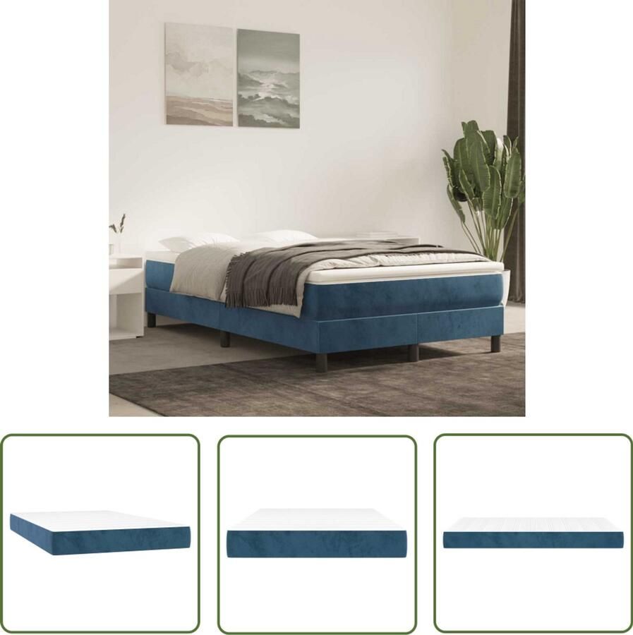 The Living Store Pocketveringmatras 120x220x20 cm fluweel donkerblauw Pocketveringmatras Matras Fluweel Donkere Kleur Zachte Matras