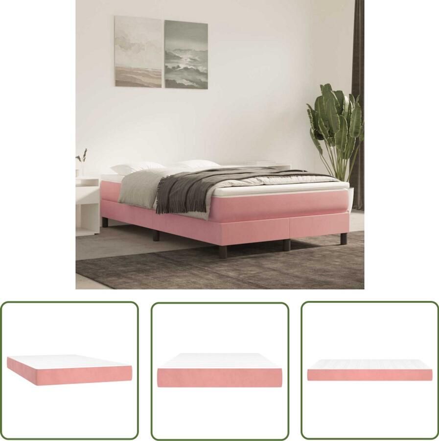 The Living Store Pocketveringmatras 120x220x20 cm fluweel roze Pocketveringmatras Matras Fluweel Slaap Nachtcomfort