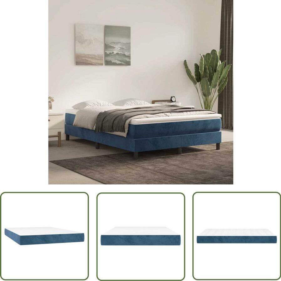 The Living Store Pocketveringmatras 140x210x20 cm fluweel donkerblauw Pocketveringmatras Matras Slaapcomfort Zachte Matras Goede Nachtrust