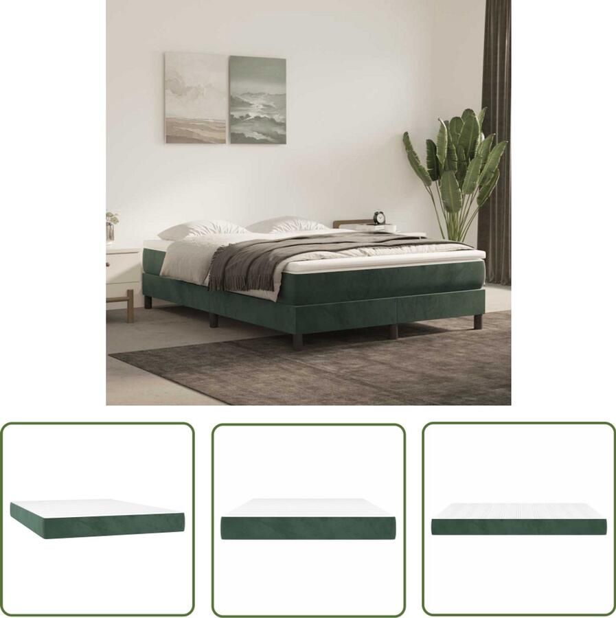 The Living Store Pocketveringmatras 140x210x20 cm fluweel donkergroen Pocketveringmatras Matras Fluweel Donkere Kleuren Slapen