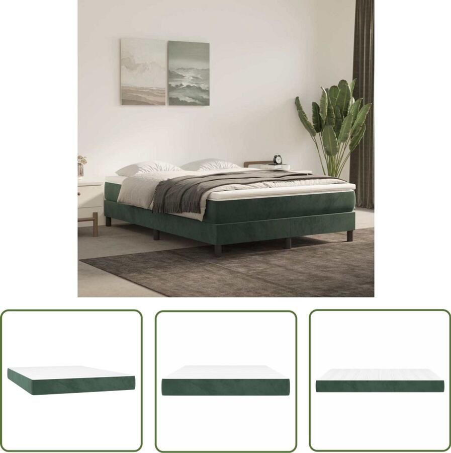 The Living Store Pocketveringmatras 140x220x20 cm fluweel donkergroen Pocketveringmatras Matras Fluweel Donkere Kleur Zachte Matras