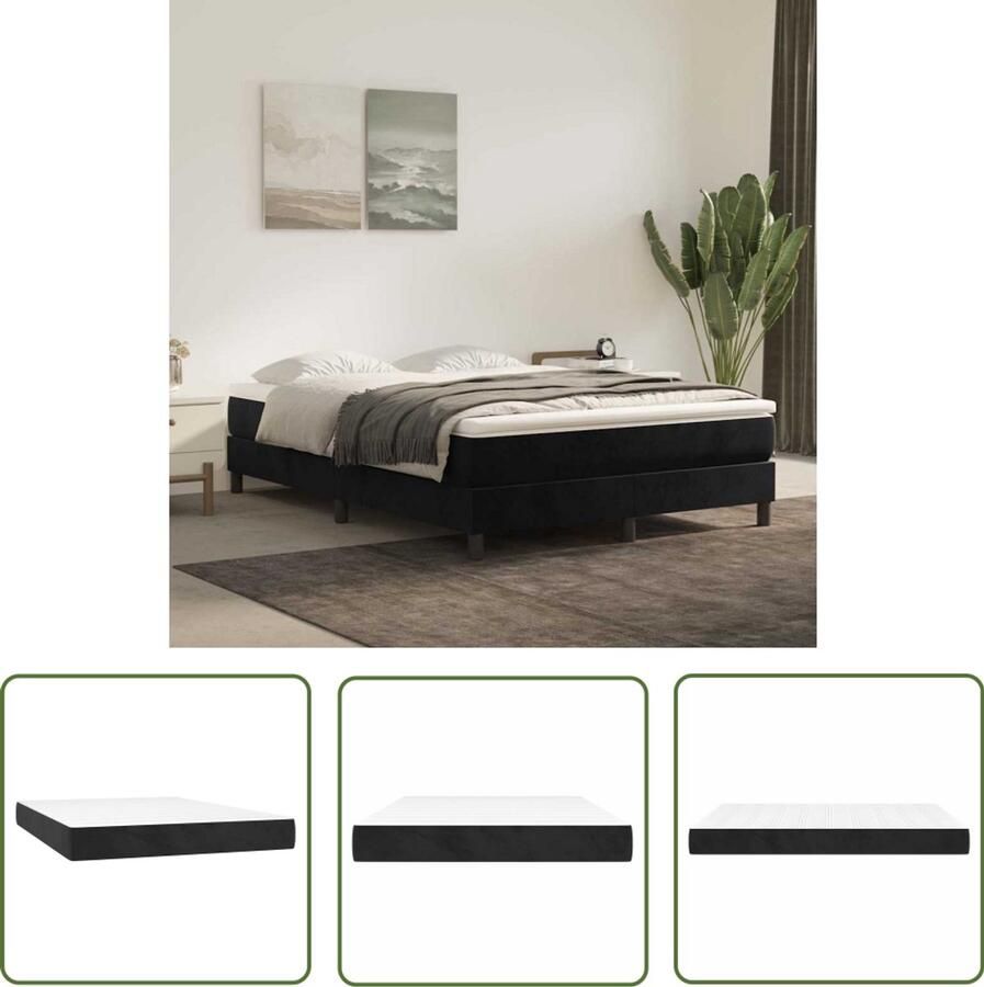 The Living Store Pocketveringmatras 140x220x20 cm fluweel zwart Pocketveringmatras Matras Fluweel Zwarte Matras Slaapcomfort