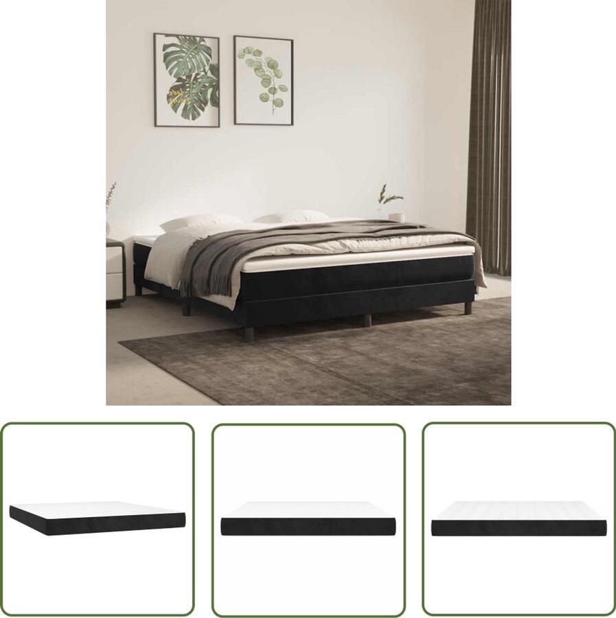 The Living Store Pocketveringmatras 160x210x20 cm fluweel zwart Pocketveringmatras Matras Fluweel Zachte Matras Goede Nachtrust