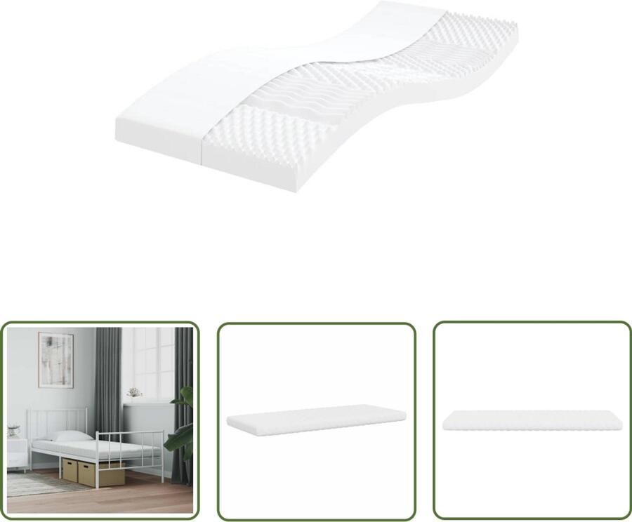 The Living Store Schuimmatras 7 zones hardheid 20 ILD 100x210 cm wit Schuimmatras Matras Slaapcomfort Nacht Rust Zeven Zone Matras