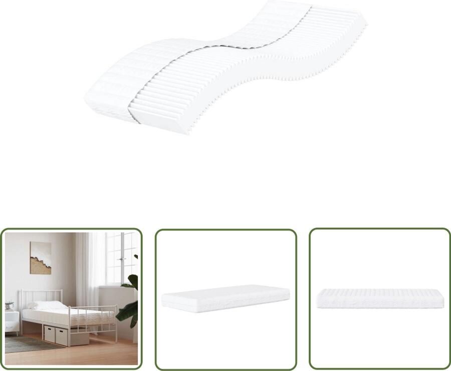 The Living Store Schuimmatras hardheid H2 H3 100x220 cm wit Schuimmatras Matras Slaapcomfort Nacht Rust Ademend Matras