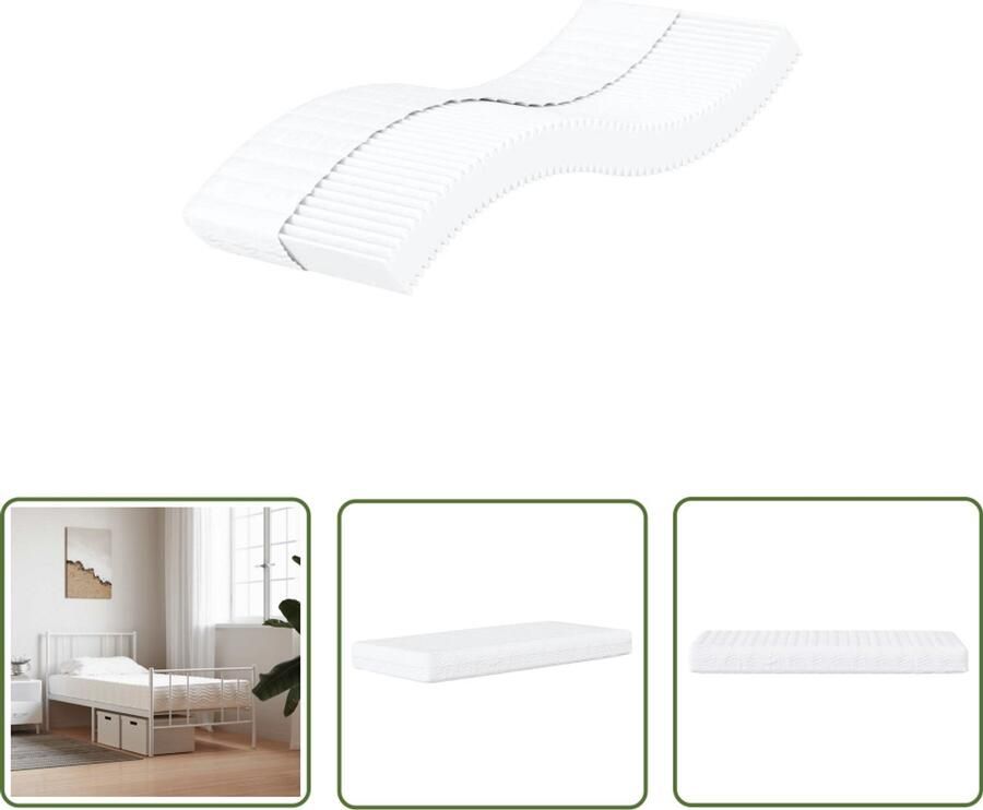 The Living Store Schuimmatras hardheid H2 H3 90x220 cm wit Schuimmatras Matras Slaapcomfort Ademend Matras Pocketvering