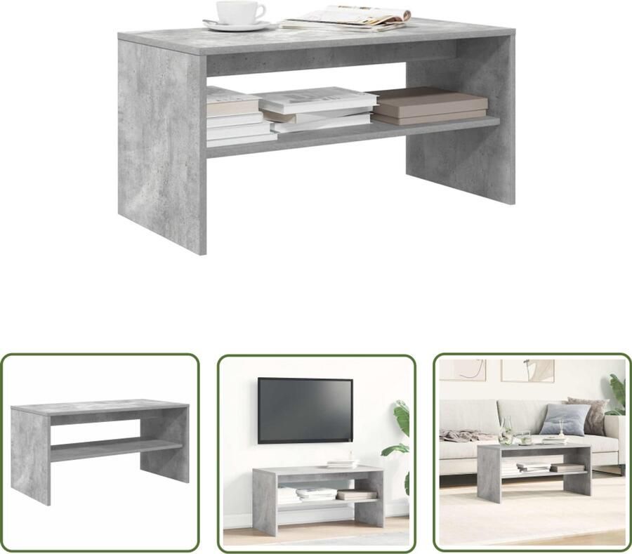 The Living Store Tv-meubel 80x40x40 cm bewerkt hout betongrijs Tv-meubel Media Kast Salontafel Houten Tv-standaard Televisiescherm Standaard
