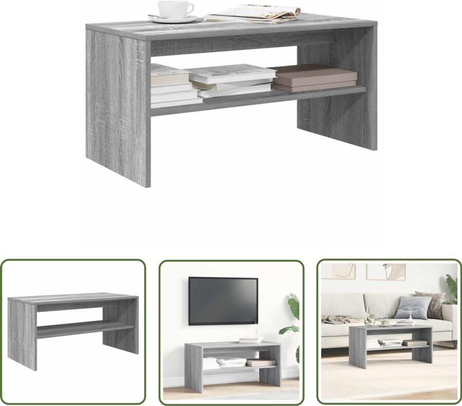 The Living Store Tv-meubel 80x40x40 cm bewerkt hout grijs sonoma eikenkleurig Tv-meubel Media Kast Salontafel Houten Tv-standaard Grijze Tv-kast