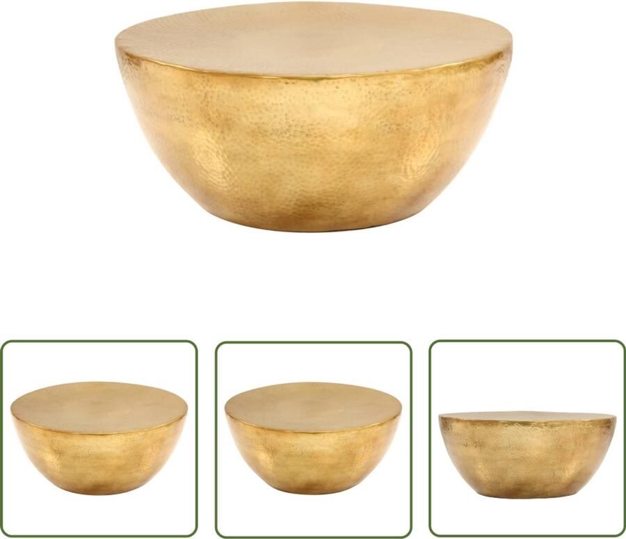 The Living Store Salontafel 70x30 cm gehamerd aluminium messingkleurig Salontafel Messing Tafellaar Aluminum Tafel Industriële Salontafel Kleine Salontafel