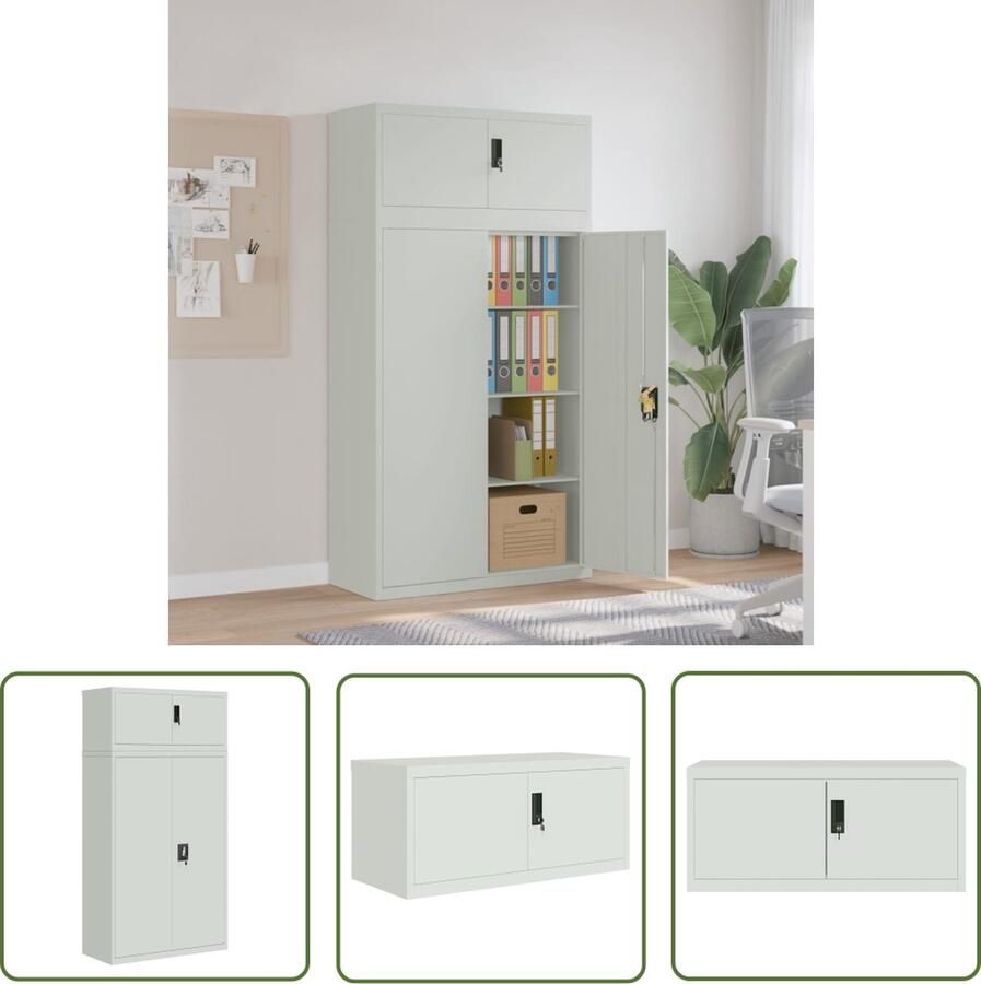The Living Store Archiefkast Legal Documents Lichtgrijs 90 x 40 x 180 cm Gepoedercoat staal Archiefkast Metalen Kast Opbergkast Kantoormeubilair Documenten Bewaren