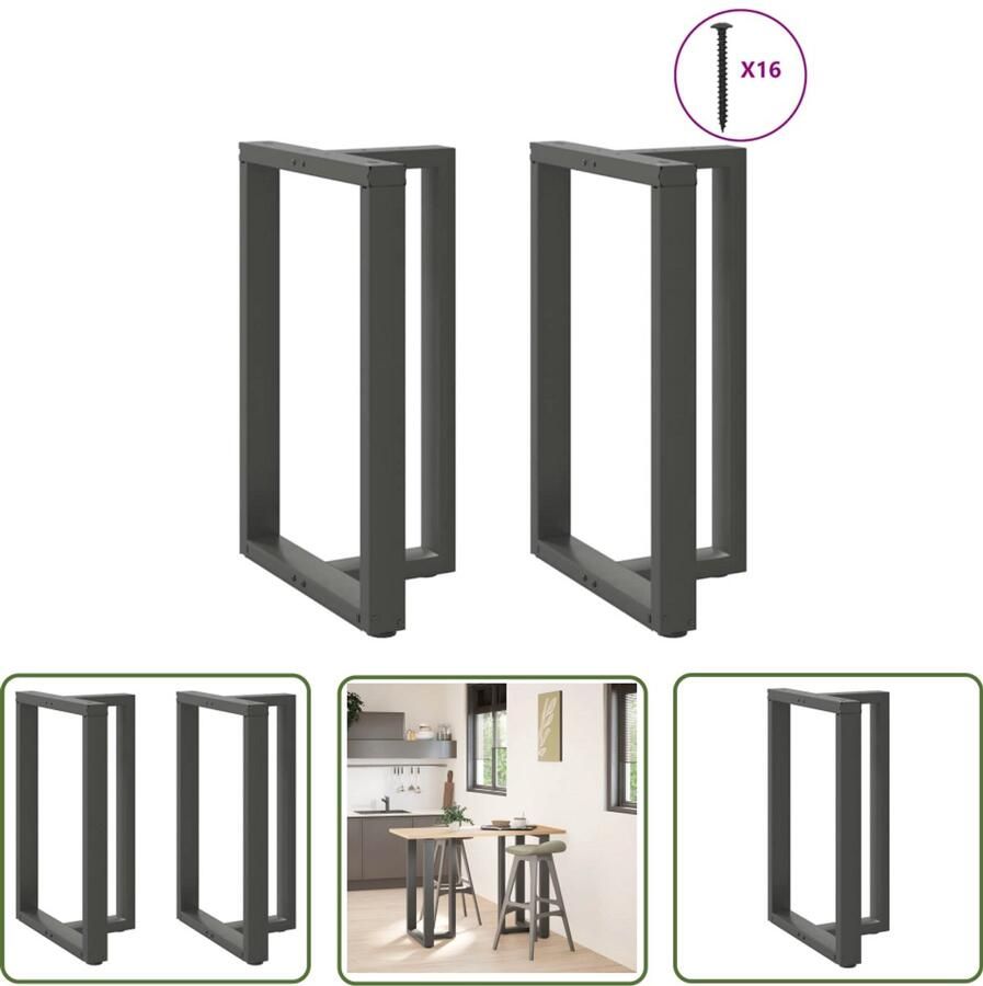 The Living Store Bartafelpoten 2 st T-vormig 60x35x(90-91) cm staal antraciet Bartafel Poten Metalen Tafelpoten Industriële Tafelpoten T-vormige Tafelpoten Zwarte Tafelpoten