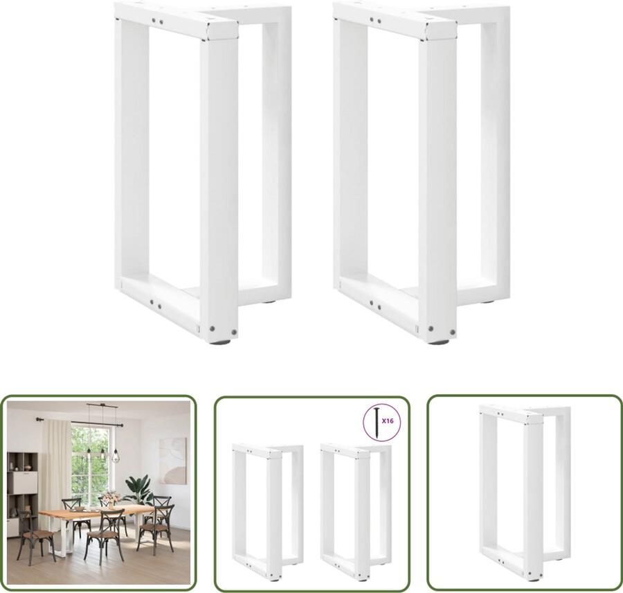 The Living Store Eettafelpoten 2 st T-vormig 50x35x(72-73) cm staal wit Eettafel Potten Metalen Tafelpoten T-vormige Tafelpoten Witte Tafelpoten Set