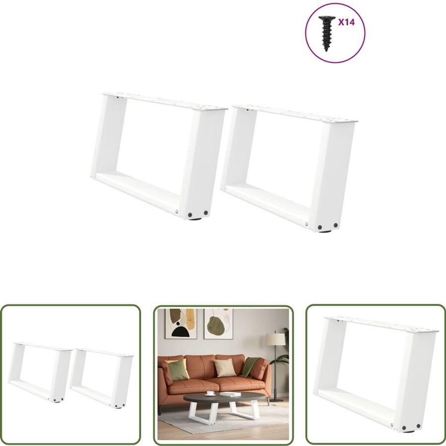 The Living Store Salontafelpoten 2 st U-vormig 60x(30-31) cm staal wit Salontafel Potten Metalen Tafelpoten Witte Tafelpoten U-vormige Tafelpoten Salontafel Onderstel