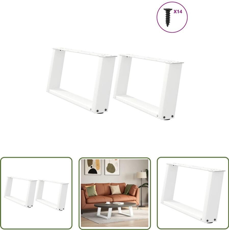 VidaXL Metalen Tafelpoten Salontafel Potten Salontafelpoten 2 st U-vormig 70x(30-31) cm staal wit Tafelpoten Wit Salontafel Onderstel Meubels Accessoires
