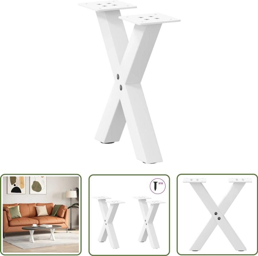 VidaXL Salontafelpoten 2 st X-vormig 30x(30-31) cm staal wit Salontafel Potten Metalen Tafelpoten Salontafel Onderstel Tafelvoet X-vormige Tafelpoten