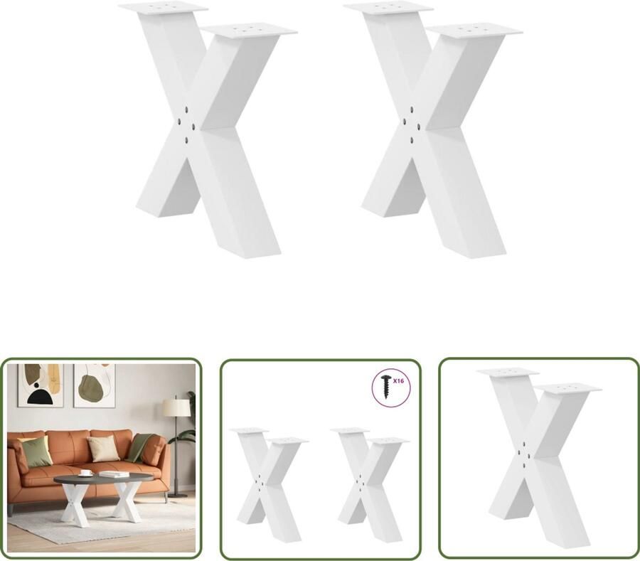 The Living Store Salontafelpoten 2 st X-vormig 60x(42-43) cm staal wit Salontafel Potten Metalen Tafelpoten X-vormige Tafelpoten Witte Tafelpoten Salontafel Onderstel
